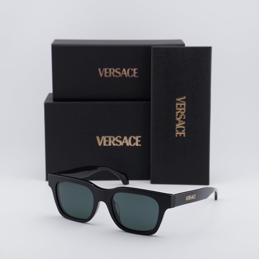 Versace Ve4486f Gb1/87 Square Sunglasses Shiny Black/Dark Grey